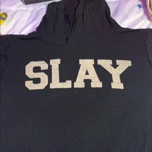 Cropped hooded shirt